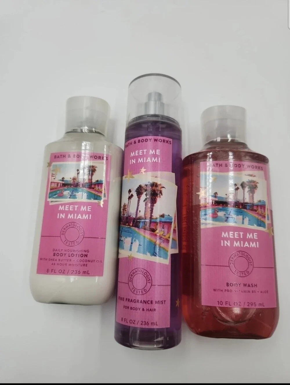 NEW Bath & Body Works Meet Me In Miami Hydrating Body Cream 8 oz + Body Mist.